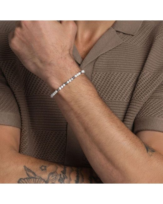 Nialaya Metallic Wristband With Howlite for men