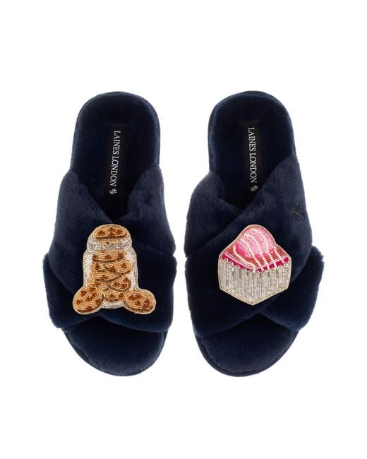 Laines London Blue Laines X Juliet Slippers With Cookie Jar & French Fancy Brooches