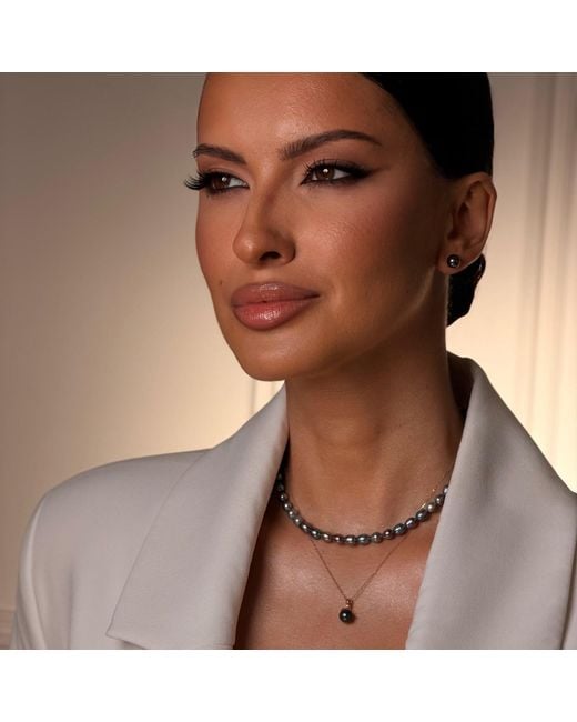Pearl Code Metallic Rice Pearl Choker, Iridescent Freshwater Pearl Necklace