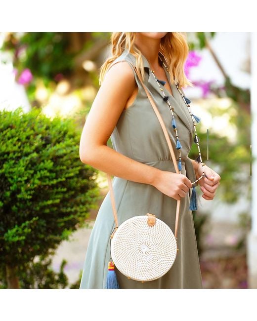 Betsy & Floss Natural Santorini Basket Bag With Tan Strap