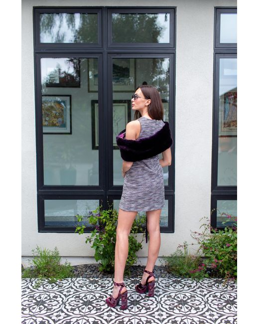 Jennafer Grace Black Plum Faux Fur Velvet Knot Stole