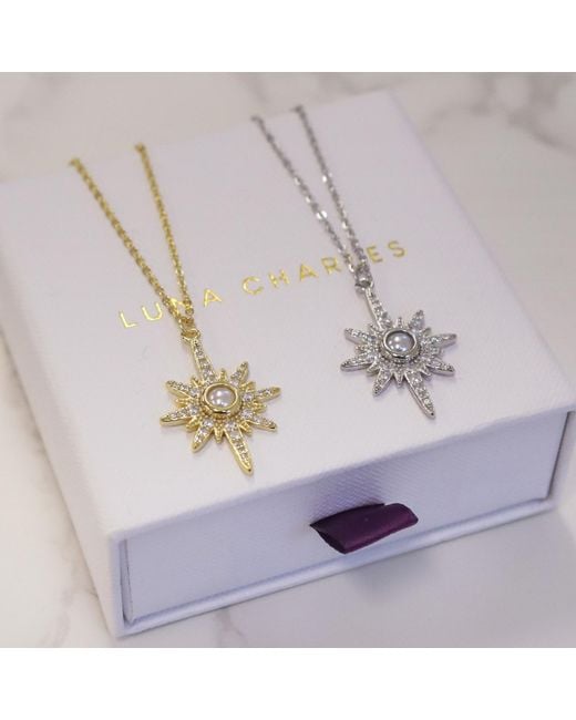 Luna Charles Metallic Heidi North Star Birthstone Necklace Sterling June