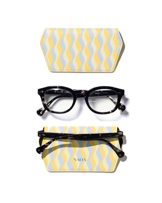 Naoa Yellow Slim Glasses Case Waves Print