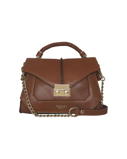 BELYSA Brown Flore, Cognac Leather Shoulder Bag