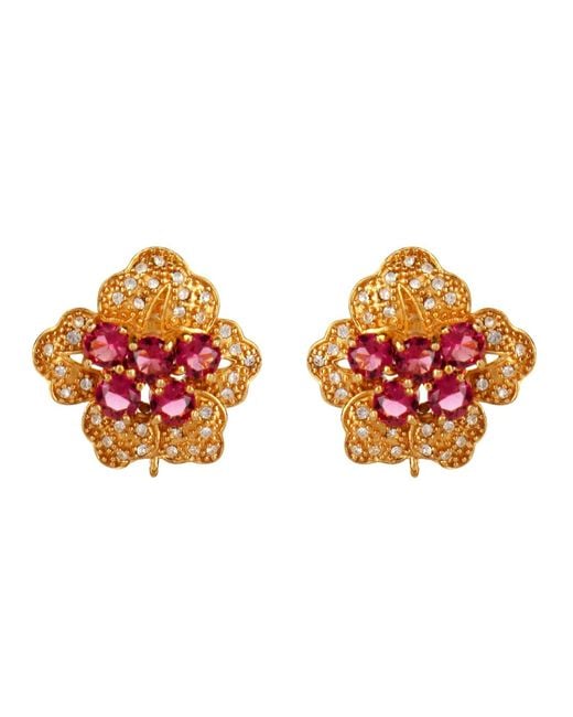 Bounkit Red Oslo Studs Clip On