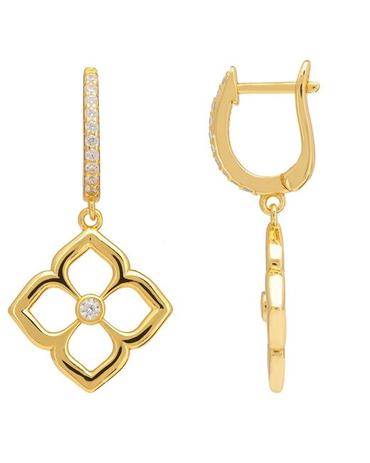 Latelita London Metallic Open Pointed Clover Flower Drop Earrings