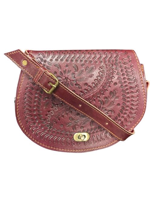Berber Leather Red The Temara Embossed Saddle Bag