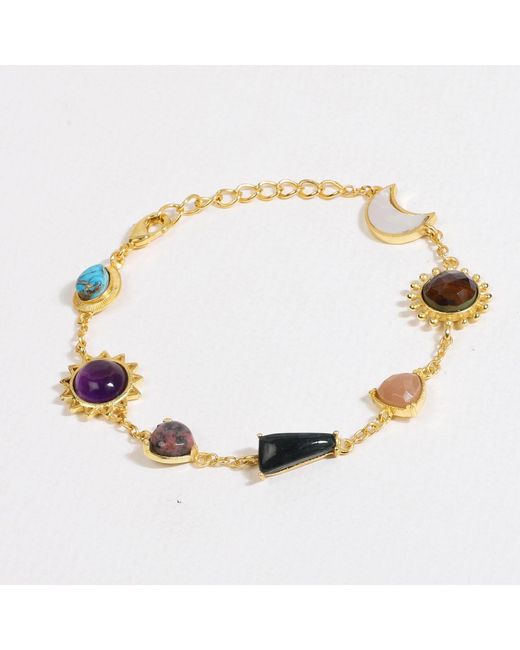 Lila Rasa Metallic Multi-Stone 7 Healing Gem-Stones Bracelet