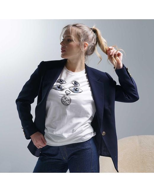 LOVEIST STORE White Alice Cotton Embroidered Short Sleeve Tshirt