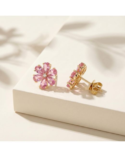 Kai Fine Jewelry Pink Solid Natural Tourmaline & Diamond Flora Earrings