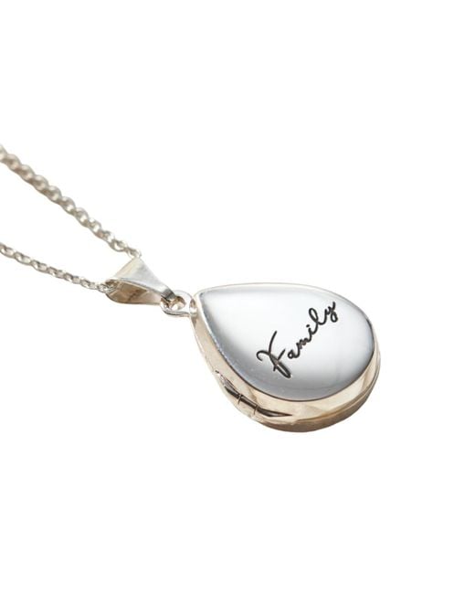 Posh Totty Designs Metallic Sterling Silver Script 'family' Small Droplet Locket Necklace
