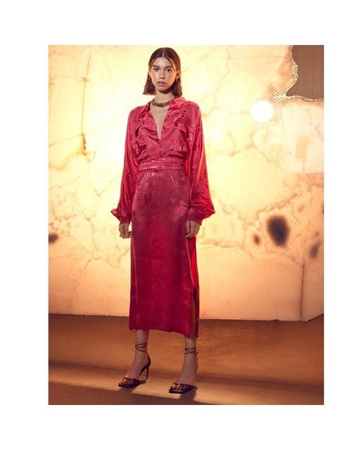 NAZLI CEREN Pink Cassin Jacquard Shirt Dress