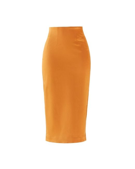 La Musa Orange Apricot Pencil Skirt