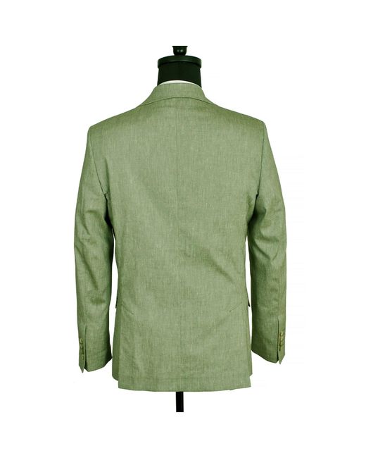 DAVID WEJ Green Hugo Linen Single Breasted Suit for men