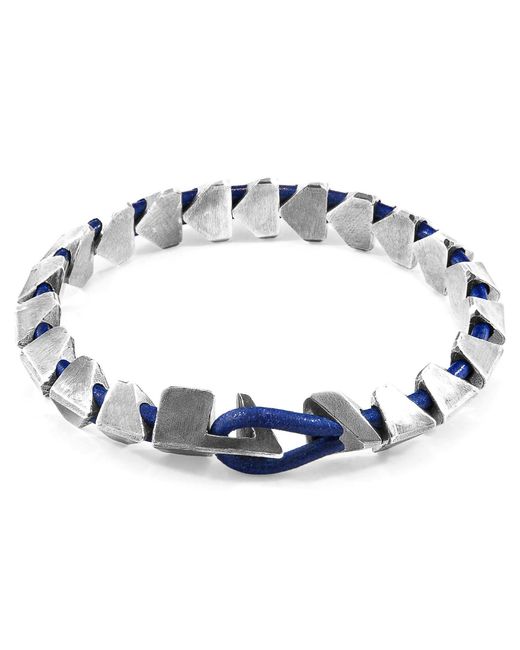 Anchor and Crew Blue Azure Brixham Maxi & Round Leather Bracelet for men
