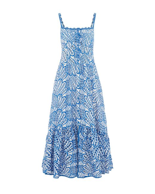 Hortons England Blue The Cannes Broderie Dress