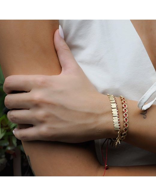 Ebru Jewelry Metallic Fish Scale & Cord Bracelet