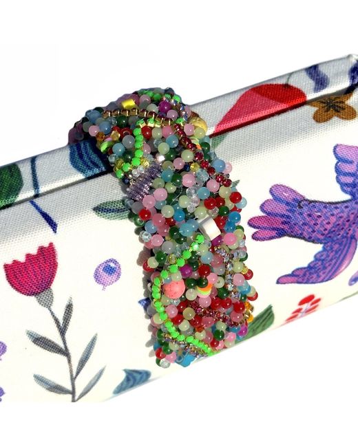 Simitri Multicolor Garden Party Beaded Fringe Clutch