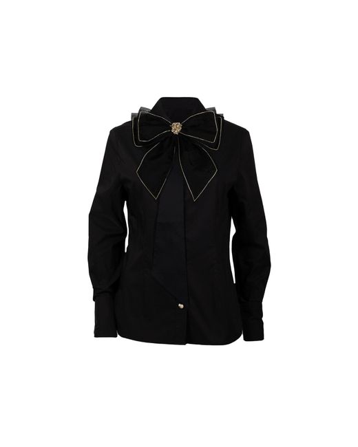 Laines London Black Laines Couture Tie Shirt With Embellished & Bow