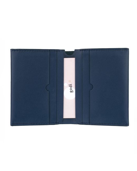 godi. Blue Handmade Bifold Leather Wallet for men