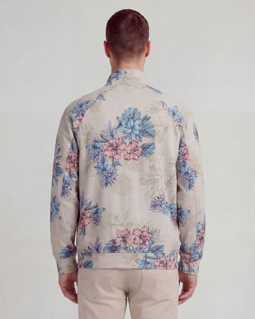 Lords of Harlech Gray Neutrals Neville Exotic Floral Neutral Printed Zip Jacket for men