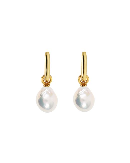 Ora Pearls Metallic Aetia Baroque Pearl Hoop Earrings
