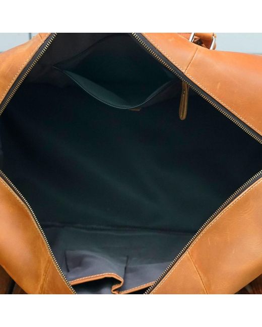 Touri Brown Genuine Leather Duffel With Zip Pocket for men