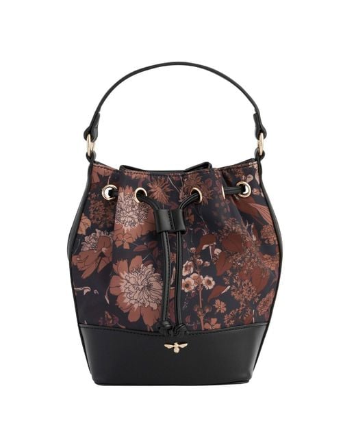 Fable England Black Deco Blooms Bucket Bag