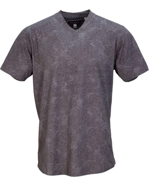 Lords of Harlech Gray Maze Paisley Swirl V-neck Tee In Black for men