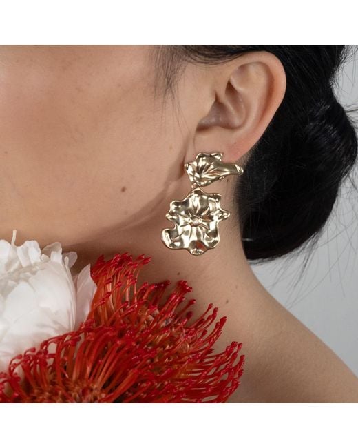 Rare Matters Jewelry Metallic Golden Flora Statement Earrings