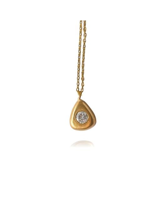 LINYA JEWELLERY Metallic Aura Minimal Stone Drop Necklace