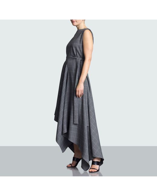Meem Label Gray Tolson Grid Maxi Dress