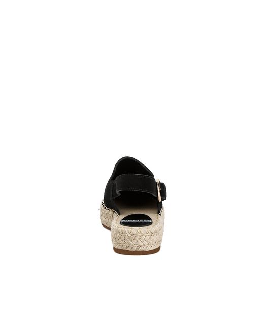 Rag & Co Black Affie Genuine Suede Slingback Strap Espadrilles