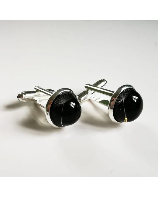 Laura Daili Black Glass Cufflinks for men