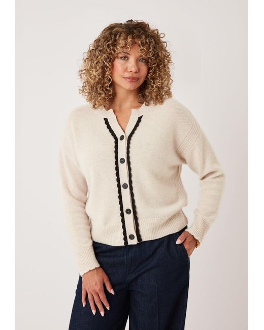Loop Cashmere Natural Neutrals Shell Edge Cardigan