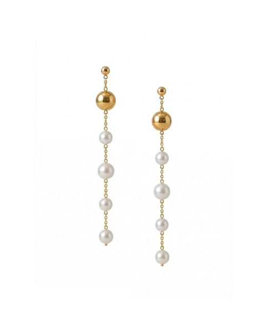 Jaredjamin Metallic Nora Dangle Pearl Earrings