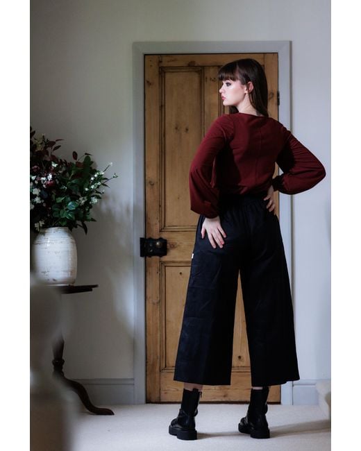 Frock Tales Black Guru Flared Top With Blouson Sleeves