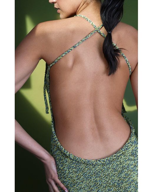 Gunda Hafner Ltd Green Multicoloured Knit Dress With Plunging Back