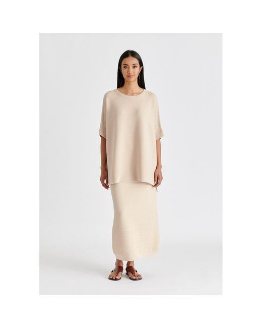 Paisie Natural Neutrals Short Sleeve Ribbed Jumper