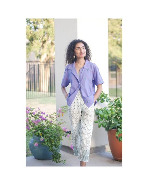 Tega Collective Purple Alankara Hand Embroidered Half Sleeve