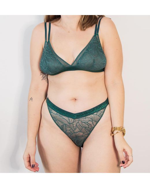 Bott Lingerie Green Soft Lace Tanga Brief La Teuf