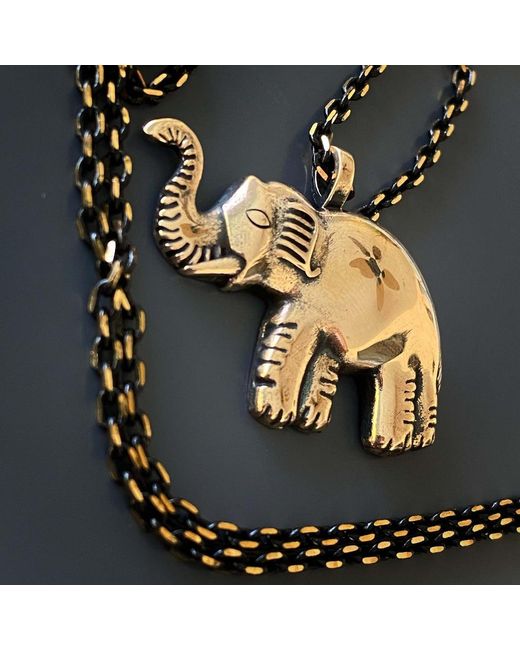 Ebru Jewelry Metallic Symbol Of Luck Elephant Long Chain Necklace