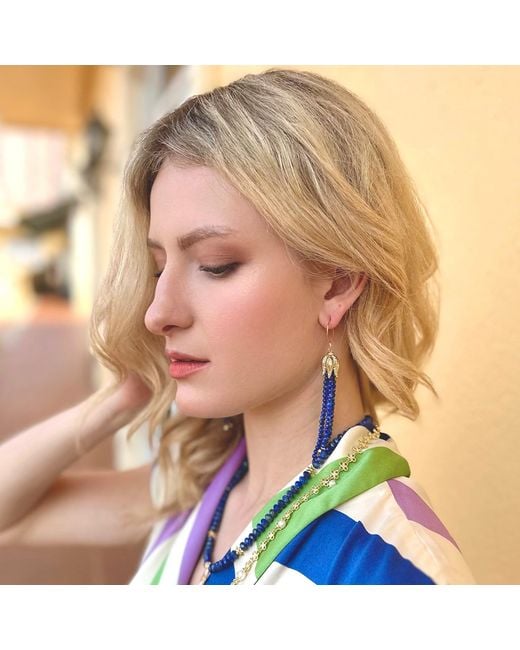 Farra Blue Lapis Tassel Earrings