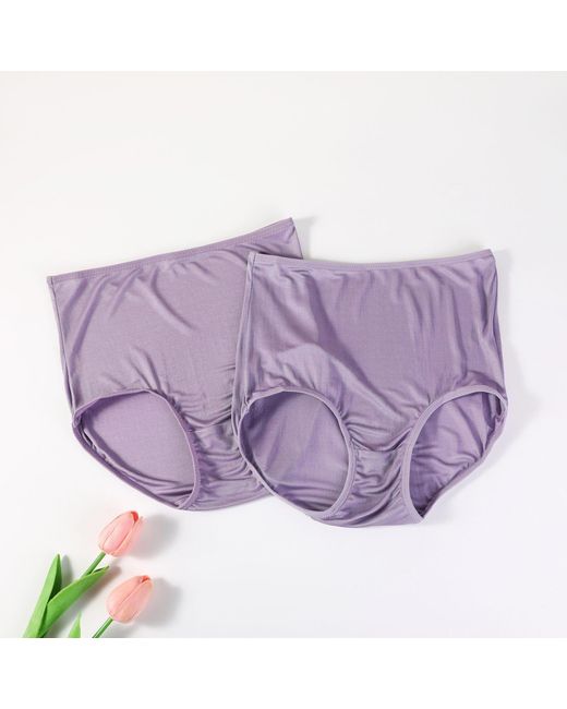 Soft Strokes Silk Purple Set Of Two Knitted Silk Mid Rise French Cut Pantie Shimmer Collection