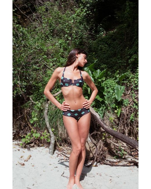 Par Y Escala Sl Black Agus Print High-Waisted Brazilian Bikini Bottom