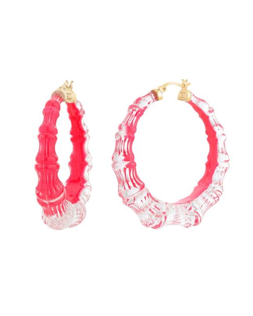 Gold & Honey Pink Bamboo Illusion Hoop Earrings