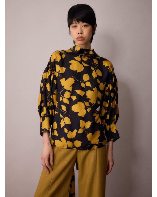 Amanda Thompson Couture Yellow Wren Blouse Silk & Floral