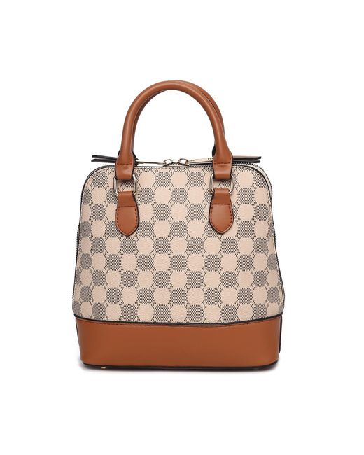 Mkf Collection - J'omor Red Marjorie Circular Print Satchel Bag