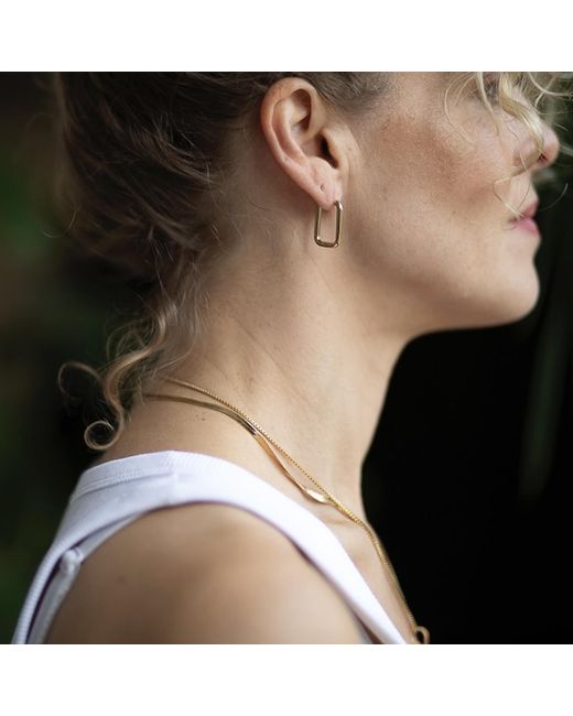 Divine Aria Metallic The Ellie Rectangle Tarnish Free Classic Hoop