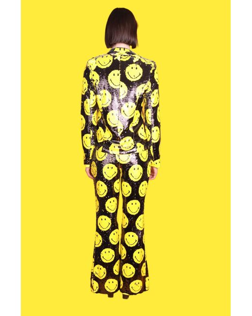 Any Old Iron Yellow Smiley Reversible Sequin Trousers